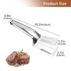 One Piece Stainless Steel Steak Clip Multifunctional Spatula Tongs Flipping Frying Clip Double-Sided Shovel Clip for Beefsteak Bread Hamburger