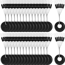 Outus 1200 Pcs Fishing Bobber Stopper Fishing Rubber Bobber Beads Stopper 6 in 1 Black Float Sinker Stops l M S Size Float Stop Kit(Black Column Shape,Small)