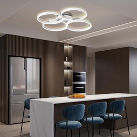 LOFIKEDI 30W Modern LED Ceiling Light, 27 Inch 4 Ring Design, 3500K - 6500K Dimmable, 1500LM - 3000LM, Flush Mount, for Kitchen, Bedroom, Living Room and More, Remote & App Control