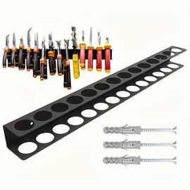 VIREOO Screwdriver Organizer Wall Mount, Screw Driver Holder,Metal Plier Rack Utility Tool Rack Organizers and Storage Rack for Garage, Workshop,Workbench,Tool Chest Cart