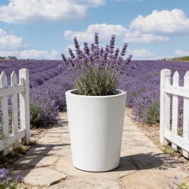 Modern Resin Tapered White Planter Hand-painted Simple Sleek Flower Pot Curved Shape American Country Front Yard Decor SunflowerColor: As picture, Size: One Size