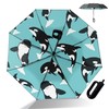 American Panda Folding Umbrella, One-touch Automatic Open/Close, Carabiner Handle, Diameter