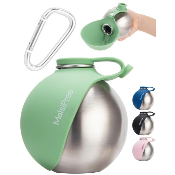 Malsipree 2-in-1 Portable Dog Water Bottle and Bowl for Small