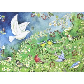 Birds & Holly Deluxe Boxed Holiday Cards (20 cards, 21 self-sealing envelopes)