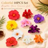 10 Pcs Hawaiian Flower Hair Clips for Women, Artificial Hibiscus