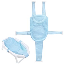 Colorlife - Red de apoyo para asiento de baño para bebé, ajustable, cómoda, antideslizante, de cinco puntas, malla para recién nacidos, 0 a 6 meses, color azul