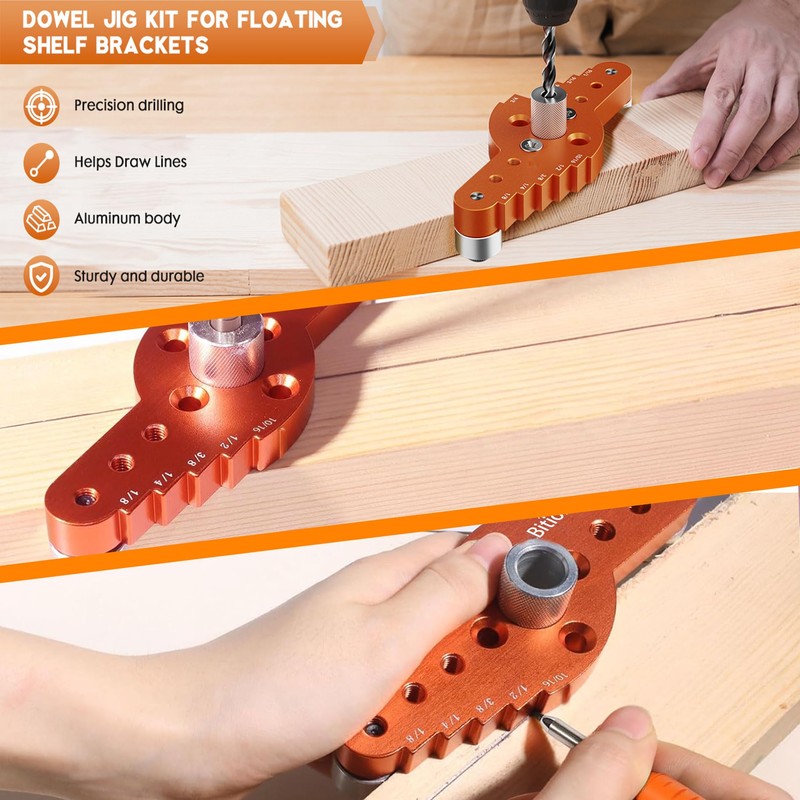 Dowel Jig Kit for Floating Shelf Bracket(& 1/2" x 11.8"