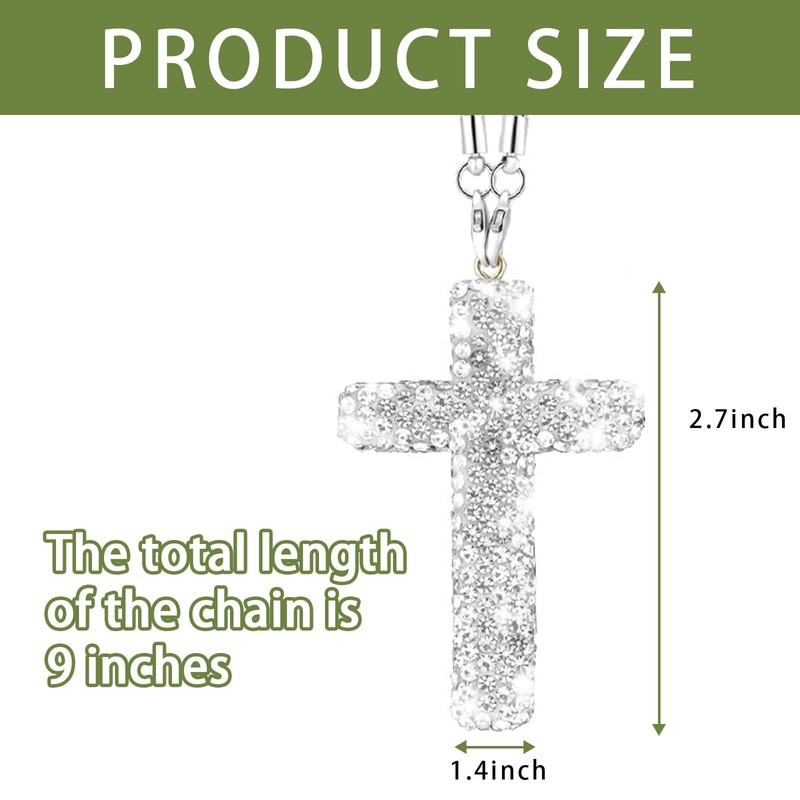 Bling Car Rear View Mirror Accessories Hanging Pendant,Cross Crystal Rhinestone