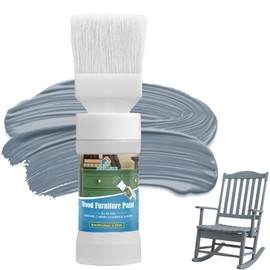 Wood Furniture Paint for Cabinets, Doors, Tables, Chairs and Dressers All In One Refinishing Matte Wood Paint Kit Water-Based No Need Prime No Varnish Easy to Use 6.35oz-1 Pack (Gray Blue)