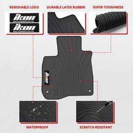 IKON MOTORSPORTS, Custom Fit Floor Mats Compatible with 2017-2022 Honda CR-V, Latex Rubber Heavy Duty All Weather Car Front Rear Carpets Liner 3PC Black, 2018 2019 2020