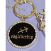 Zodiac Gold Mystical Gem Zodiac Keyring SAGITTARIUS Constellation Charm Star