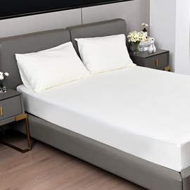 Fitted Sheet 40cm Deep Bed Sheet Single Size 90X190CM Cream Hotel Quality MICROFIBRE (Cream, Single)