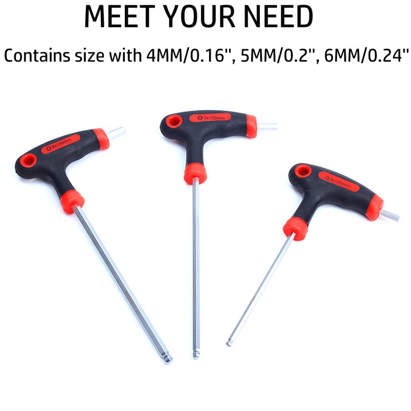 YUENTOEN T Handle Allen Wrench Set, 4/5/6mm Bike Allen Hex