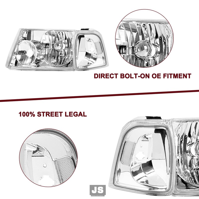 JSBOYAT Headlight Assembly Replacement Bulbs Included w/Corner Light 4PCS for