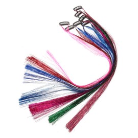 Baluue Fashionable Glitter Hair Tinsel Kit 7pcs Colorful Hair Tinsels for Women Hair Ring Buckles