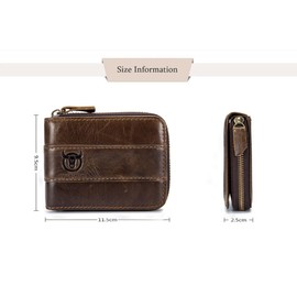 Men's Wallet Leather Wallet, HARPIMER Genuine Leather Bifold Zip Around RFID Wallet