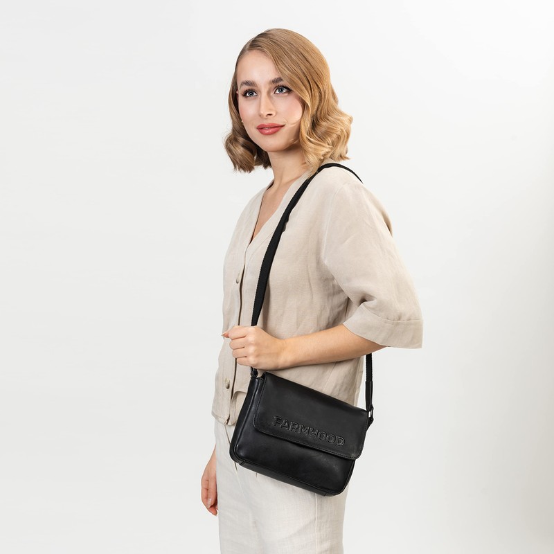 FARMHOOD Memphis Unisex Leather Shoulder Bag, Crossbody Bag with Zip