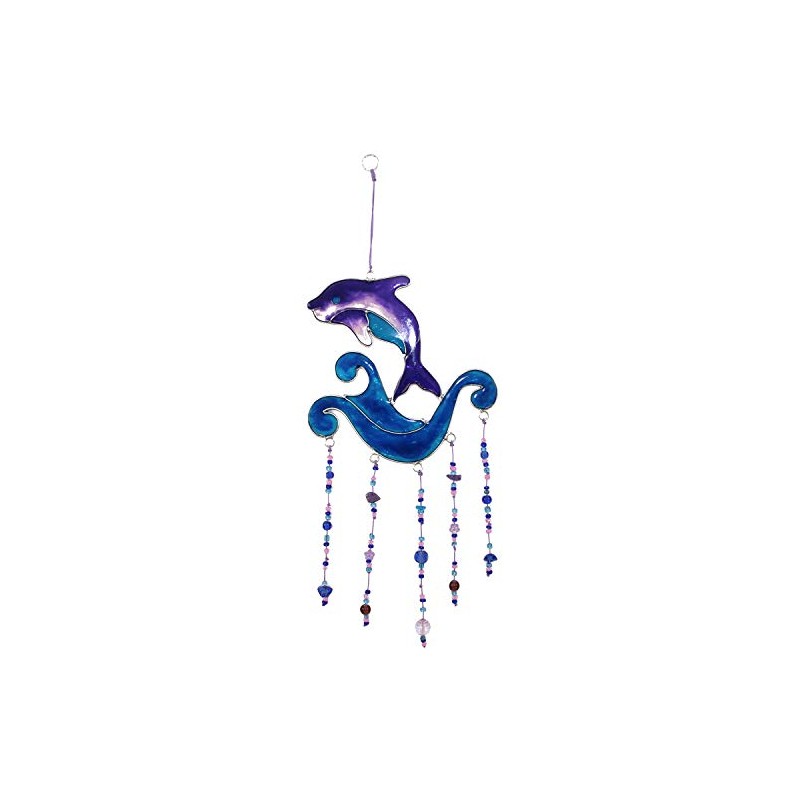Beachcombers Small Purple Dolphin Wind Chime Coastal Decor Decoration Multi