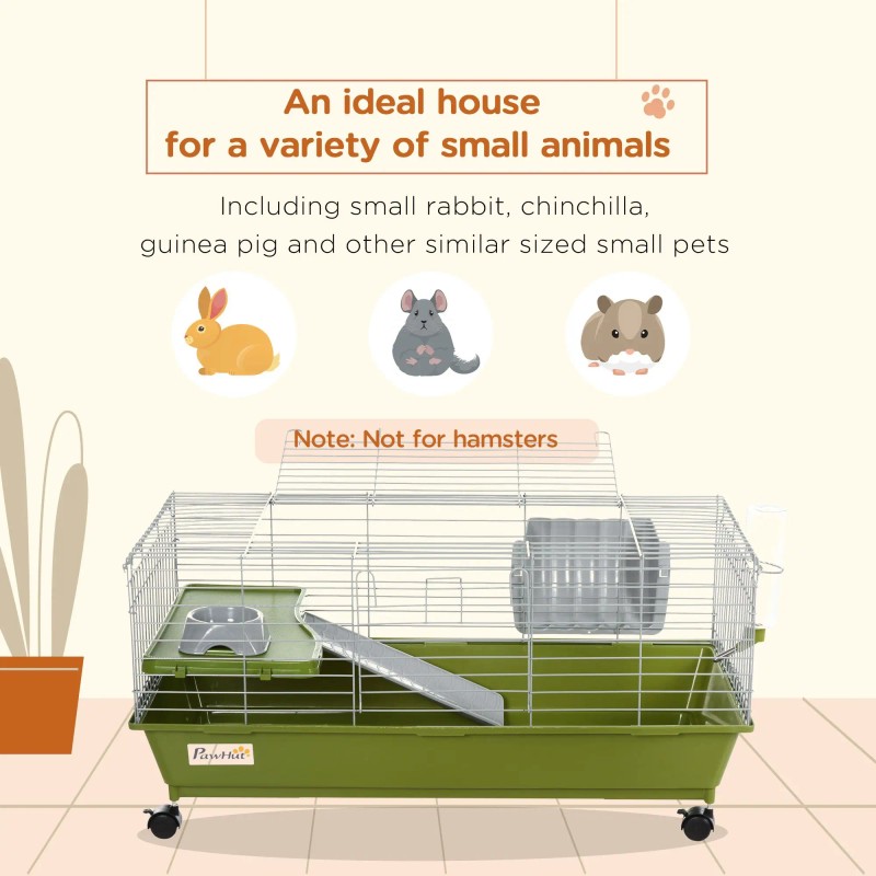 35\" Rolling Bunny Cage for Small Animals Guinea Pig Cage