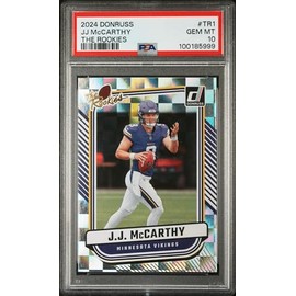 Graded 2024 Panini Donruss JJ McCarthy #TR1 The Rookies Rookie RC Football Card PSA 10 Gem Mint