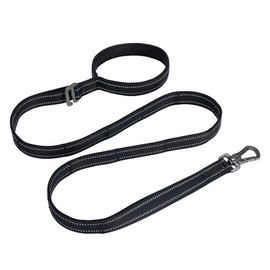 EXCELLENT ELITE SPANKER Double Layer Reflective Nylon Dog Leash Padded Handle 5 FT Nylon Dogs Leashes for Walking Training Lead for Medium & Large Dogs(Black)