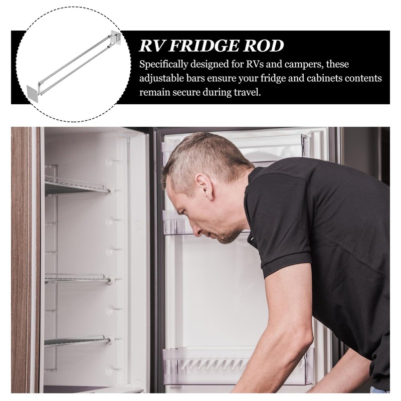 iplusmile 4pcs Rv Fridge Rod Stainless Steel Tension Rods for