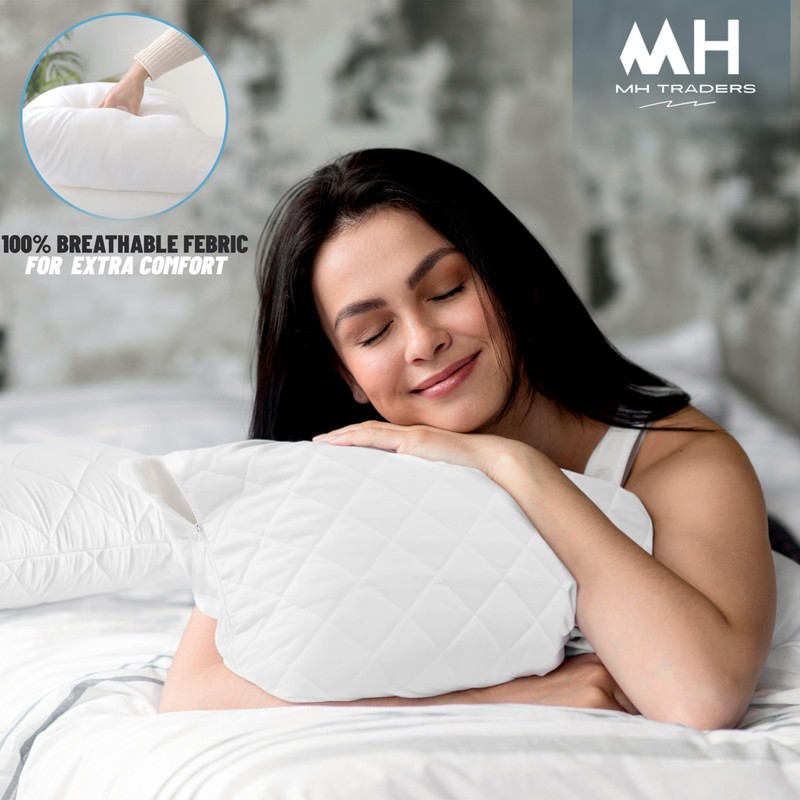MH Traders Quilted Waterproof Pillow Protectors Pack of 4, Pillowcase