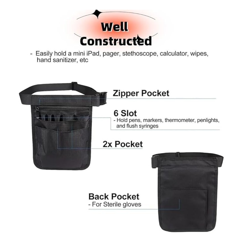 Multi Pocket Nurse Bag, Fanny Pack Nursing Waist Pouch Pocket