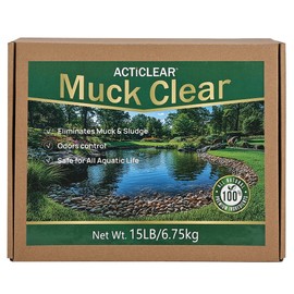 ActiClear Muck Clear - 15LB Beneficial Bacteria for Ponds & Lake, Boost Enzymes, Sludge Odor Away, Outdoor Fish Pond Water Clarifier, Safe for Aquatic Life, Treats Up to 90,000 Sq Ft
