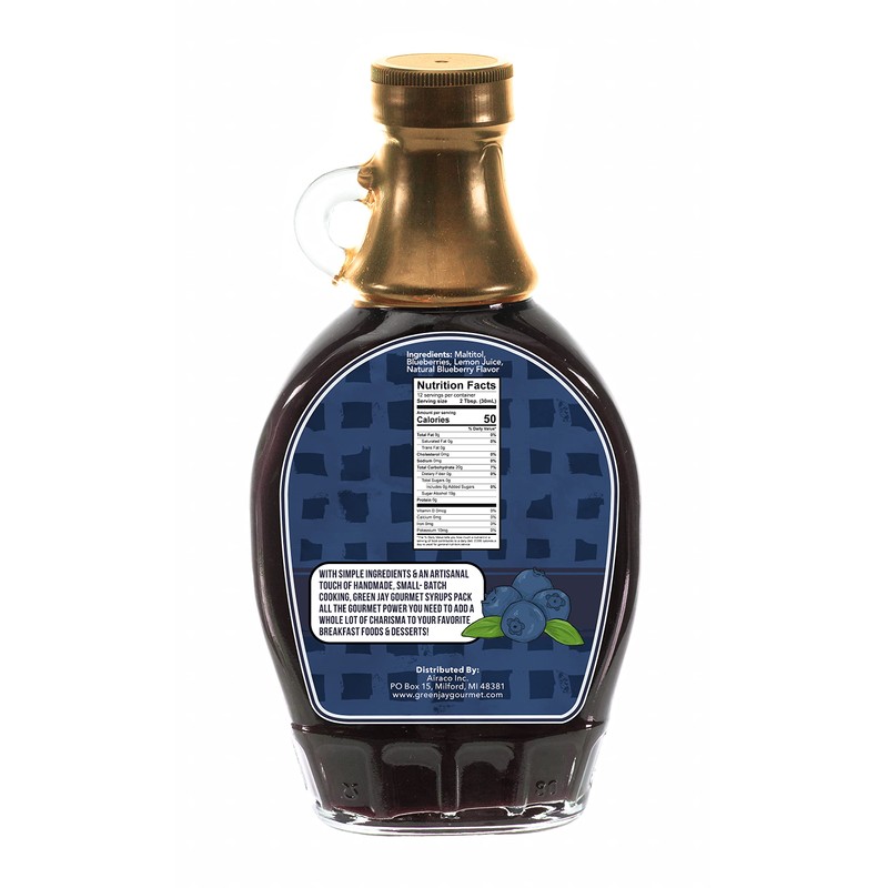 Green Jay Gourmet Sugar Free Blueberry Syrup - No Sugar