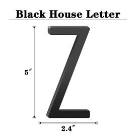 5 Inch Floating Aluminum House Address Numbers Letters, Modern Metal House Numbers for Outside, Black Metal Door Address Letter and Number for Home Garden Office Apartment (Z)