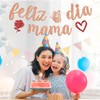 Rose Gold Glitter Feliz Dia Mama Banner, Happy Mother's Day