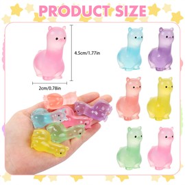UHOMENY 18pcs Luminous Resin Tiny Alpaca Statue Cute Mini Resin Alpaca Figures Colorful Glowing Resin Animals with 6 Colors for Aquarium Garden Landscape Christmas Birthday Party