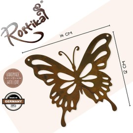 Rostikal Set of 2 Rust Decorative Butterfly 12 x 14 cm Garden Decoration Vintage Hanging Decoration