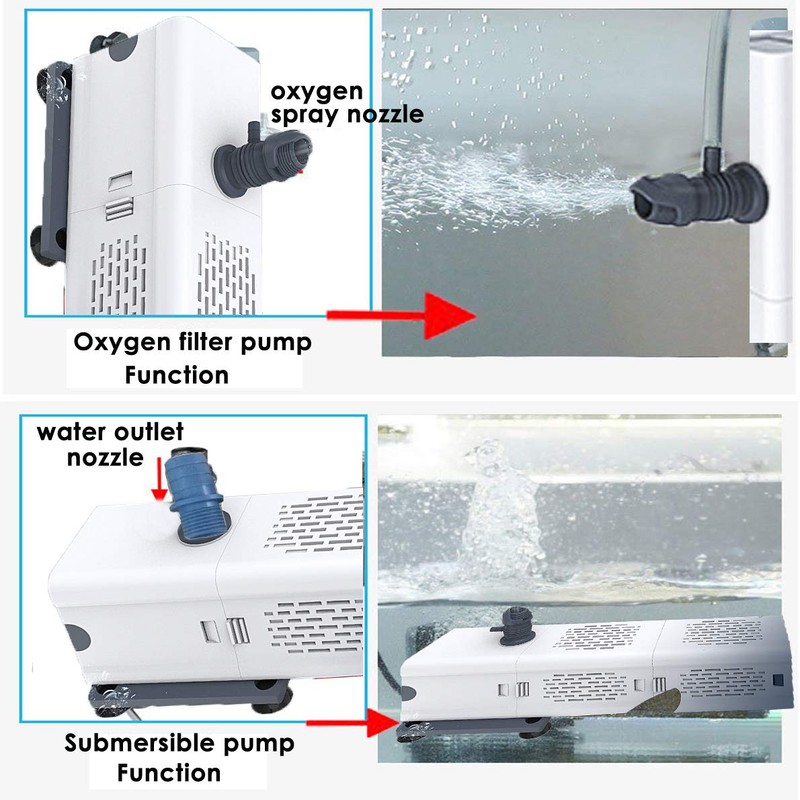 Ultra Quiet Fish Tank Filter 4-in-1 Internal Aquarium Filter ,500-1800L/H
