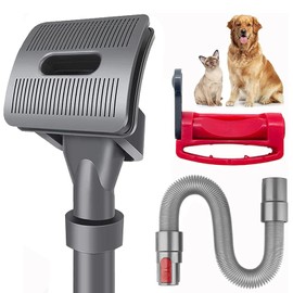 Groom Tool Attachments Brush with Trigger Lock & 24in Extension Vacuum Hose,Pet Dog Grooming Brush Compatible with Dyson V7 V8 V10 V11 V12 V15 Vacuum