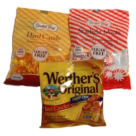 Sugar Free Hard Candy Variety Pack: 3 Piece Bundle, Butterscotch, Starlight Mints and Worther's Originals