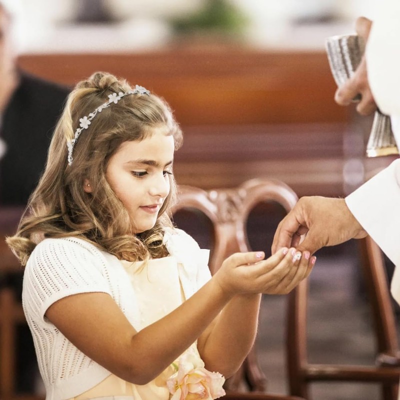 WUSJCOF Girls and Bride Communion Headband - Silver Flower Hair