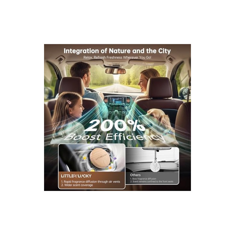 Beech Wood Car Air Freshener Vent Clip 2 Pack, Refillable