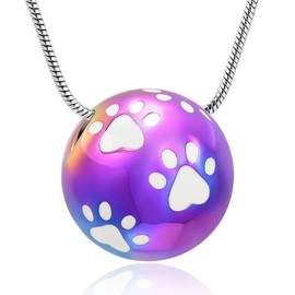 AIWENXI Paw Urn Cremation Necklace Dog Cat Pet Paw Print Cremation Jewellery for Pet Ashes Animal Keepsake Memorial Charm Pendant Necklace