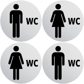 Clever Pool Sticker Toilet Set Women + Men Sign - Weatherproof - Toilet Sign - Door Sign - Foil Sign - D = 148 mm, Safety Signs (2 WC Men + Women, Grey)