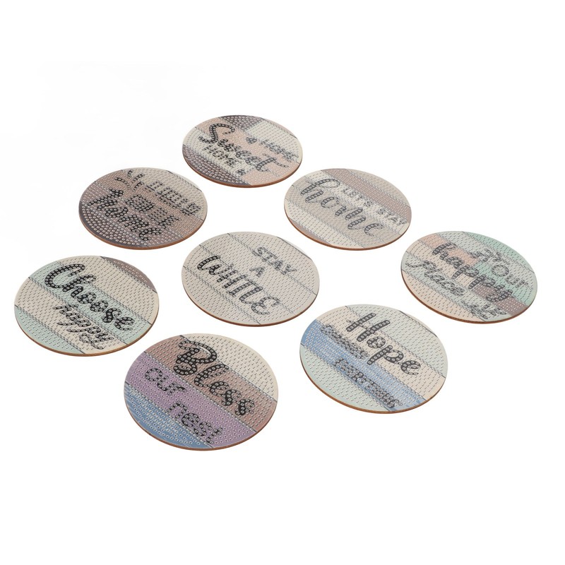 8Pcs Rhinestone Painting Coasters Assorted Style Strong Stickiness Odourless Coaster