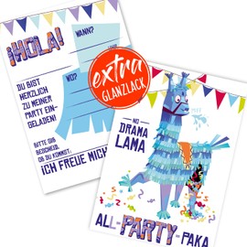 12 Llama Invitation Cards Funny Invitation for Children's Birthday for Boys Girls and Adults Suitable for Any Party (Invitation Cards without Envelope)