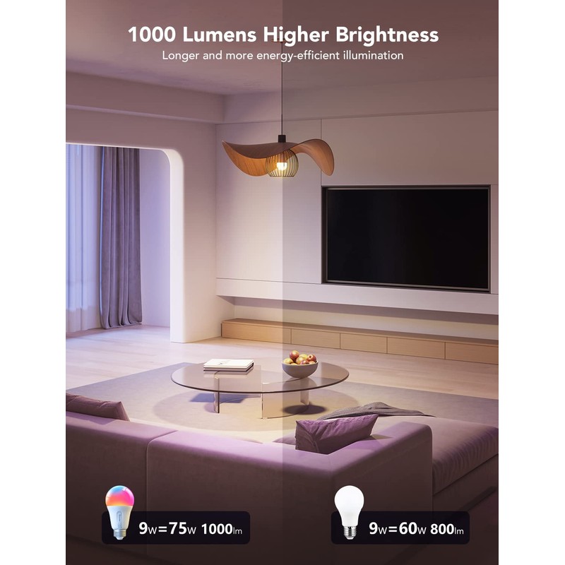 Govee LED Smart Light Bulbs, 1000LM Color Changing Light Bulb,