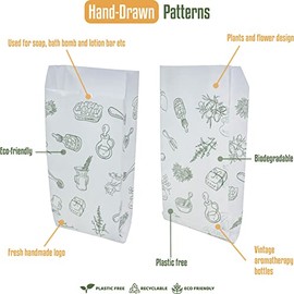 Paquete de 50 bolsas de papel para hacer jabón, barra de loción, bomba de baño, lápiz labial, aceite esencial, regalo, manualidades, regalo de fiesta,