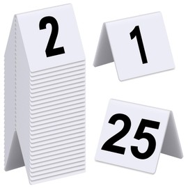 Tuanse Números de Mesa 1-25 Carpas de Mesa Acrílicas Numeradas de Doble Cara Número de Mesa de Boda Restaurante de Plástico Letrero de Tarjetas de Números de Tienda para Bodas (Blanco, Negro)