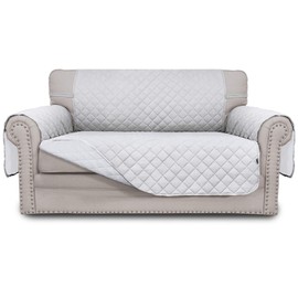 Easy-Going Sofa Slipcover Reversible Sofa Cover Furniture Protector Couch Cover with Elastic Straps for Pets Kids Children Dog Cat (Medium, White/White)