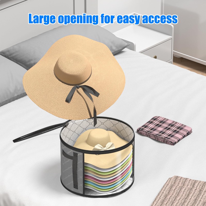 Veki 2pack Clear Hat Organizer for Closet, Hat Boxes for