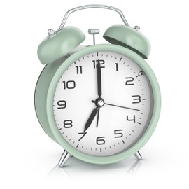 CSL - Analogue Alarm Clock without Ticking with Light - LED Lighting - Round - Retro Design - Bell Alarm - Black with White Board - Loud Ringtone for Deep Sleepers - Easy to Use