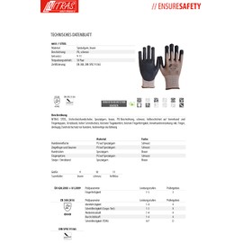 Nitras 6655 STEEL Cut Protection Gloves - Stitch & Cut Protection Work Gloves - EN 388 - Brown/Black - 09/L
